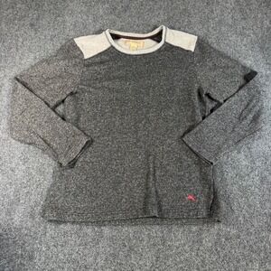 Tommy Bahama Mens Gray Marled Long Sleeve Crewneck Sweater Large Marlin Logo